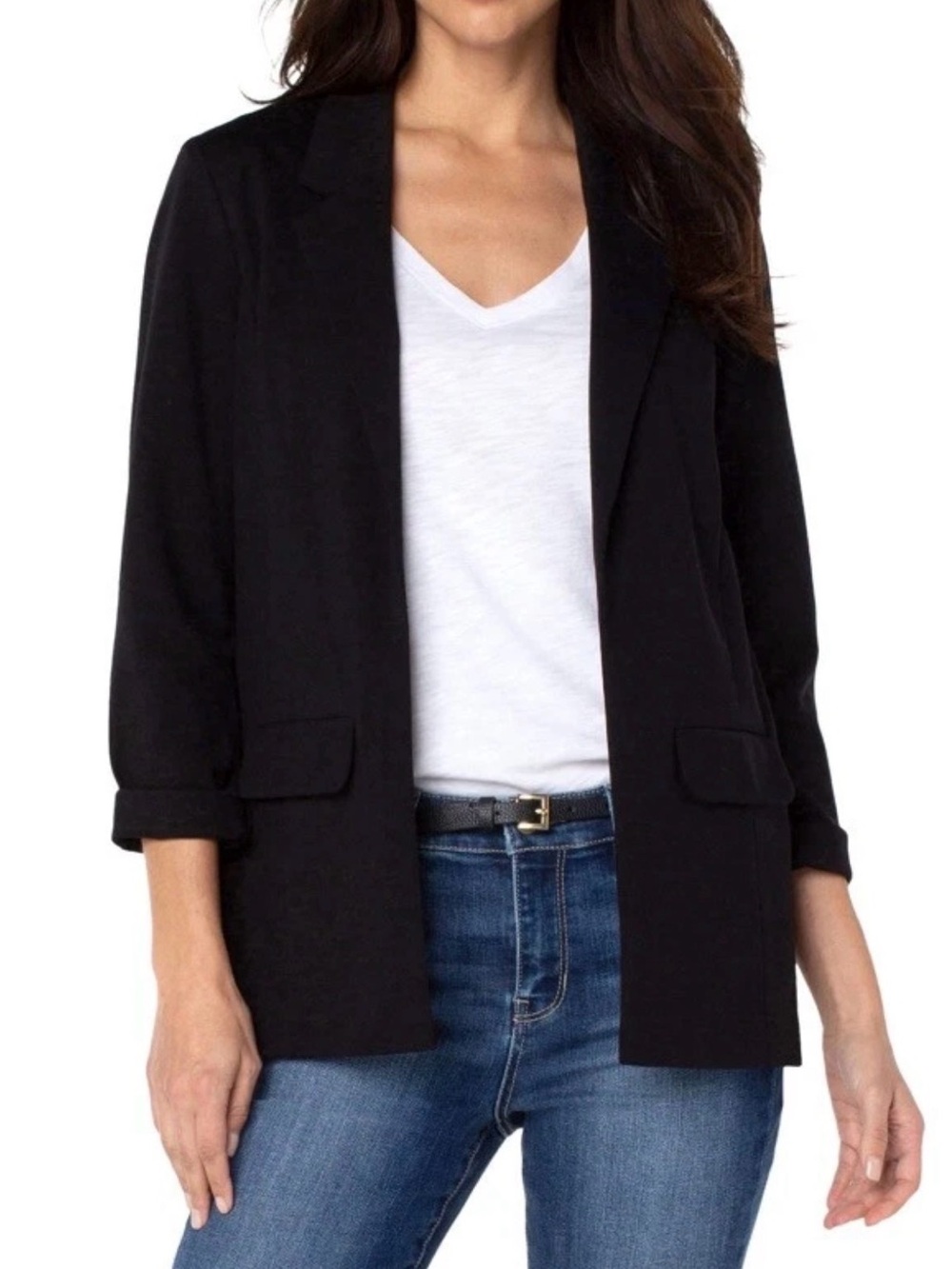 Liverpool Black Open-Front Women's Boyfriend Blazer large NWT
